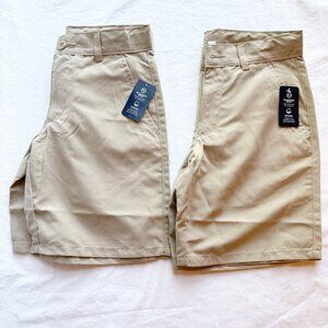 NWT Izod Boys Flat Front Adjustable Waist Khaki Shorts Set size 8